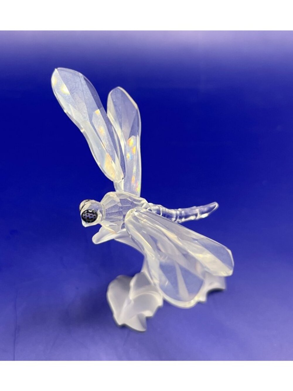 Swarovski Crystal Dragonfly on Frosted Leaf Retired Original Box